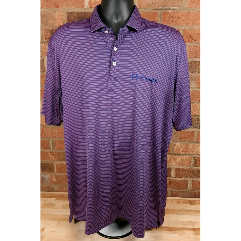 Holderness & Bourne XL Golf Polo Shirt Winslow Tech Purple Stripe Tailored Fit